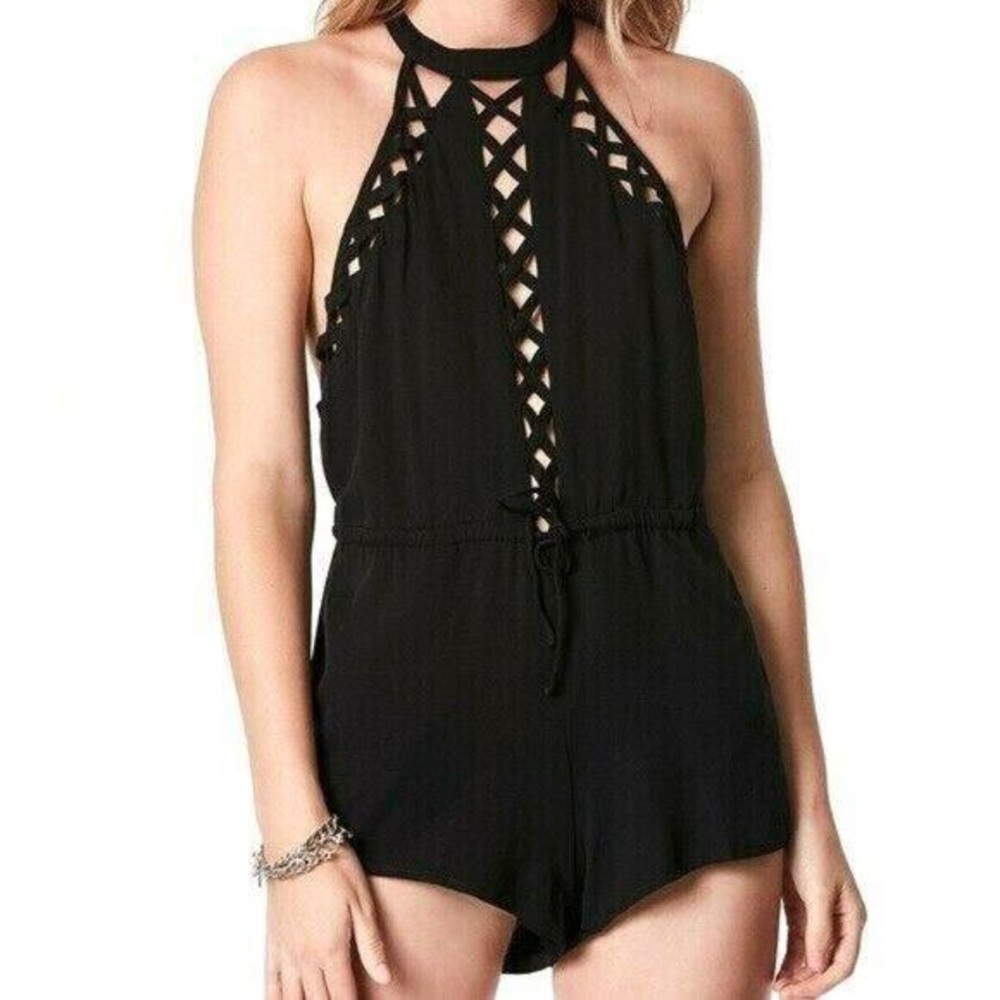 Millau halter cutout romper shorts nwt XS